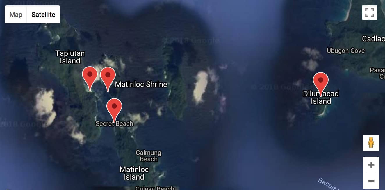 Destinations of El Nido Tour C seen on a map Destinations of El Nido Tour C seen on a map