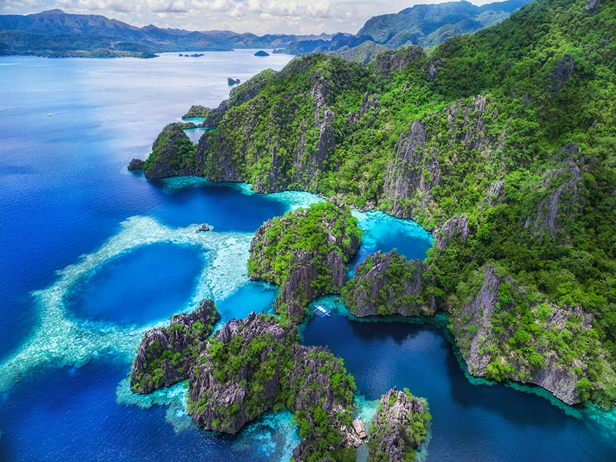 Aerial view of the entrance of Twin Lagoons in Coron, Palawan